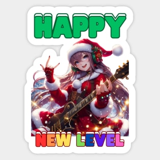 Kawaii, Charming Anime Girl Christmas Design, Happy New Level | Catsie Cat Sticker